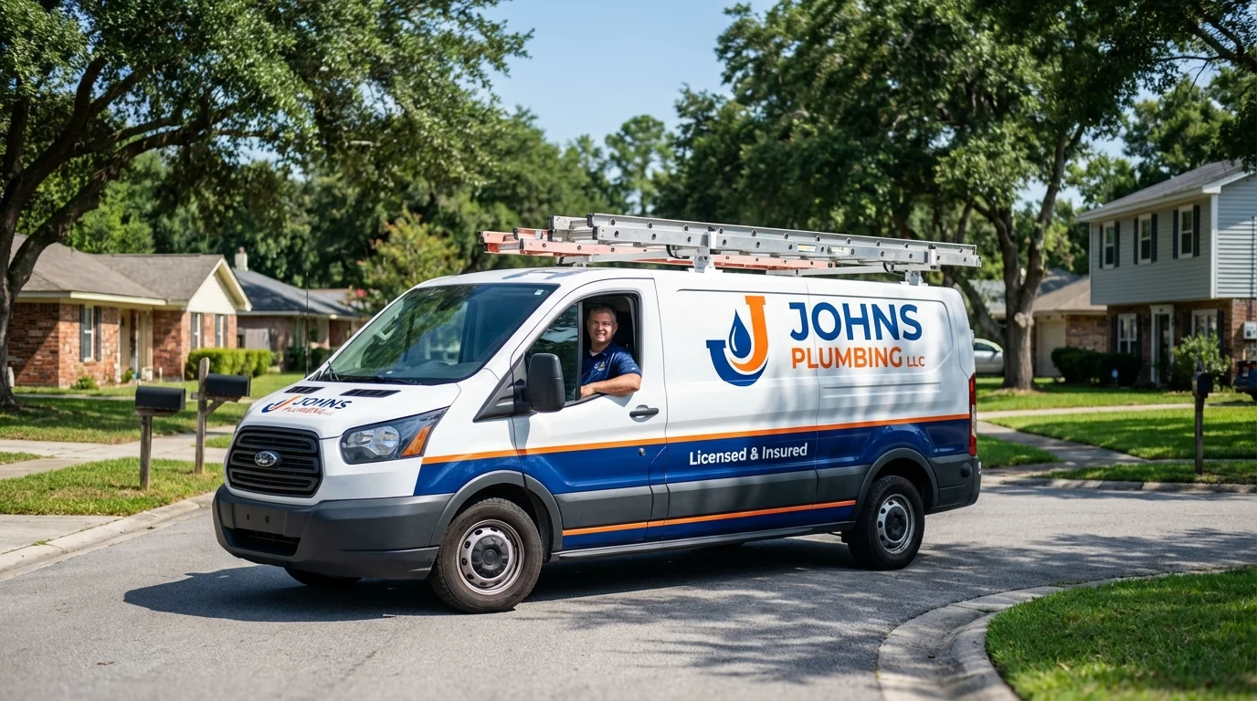 Johns Plumbing LLC service van in Wakefield, NE