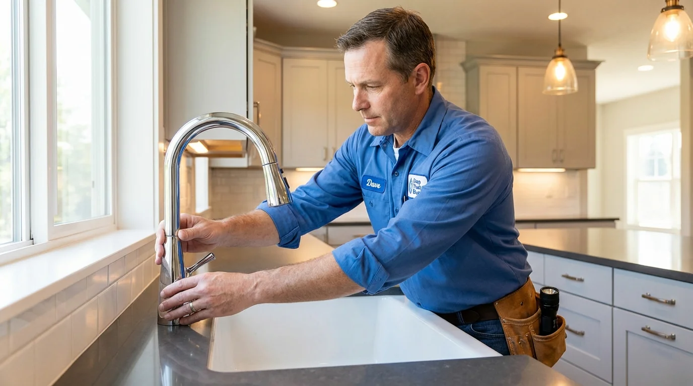 Kitchen faucet installation by Johns Plumbing LLC in Wakefield