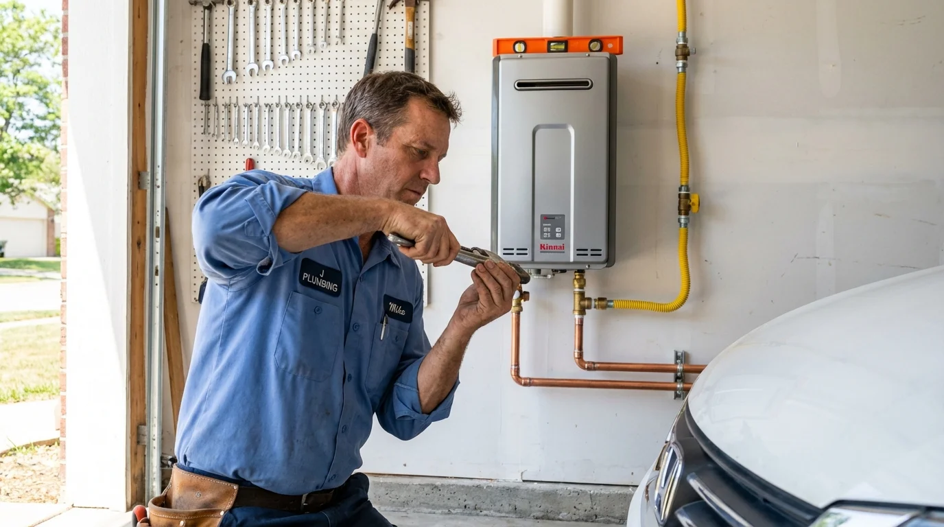 Tankless water heater installation by a Johns Plumbing LLC plumber in Wakefield